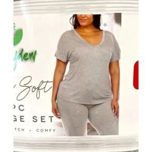 Honeydew Ladies' Embroidered Lounge Set, 2-piece, Gray Pajamas, Size M